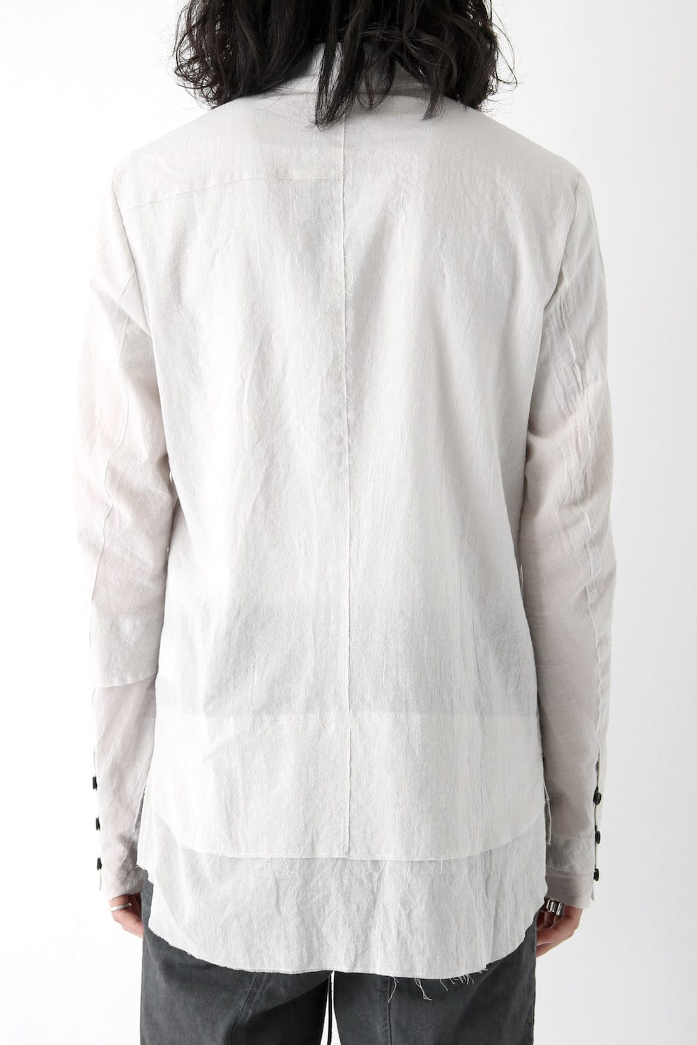 Silk Cotton Cut Off Shirt FASCINATE Exclusive Dusty White