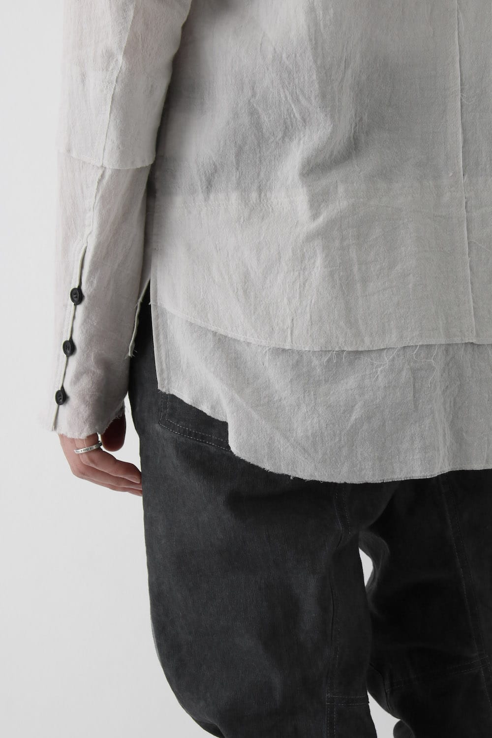 Silk Cotton Cut Off Shirt FASCINATE Exclusive Dusty White