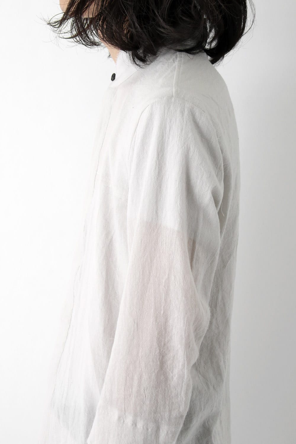 Silk Cotton Cut Off Shirt FASCINATE Exclusive Dusty White