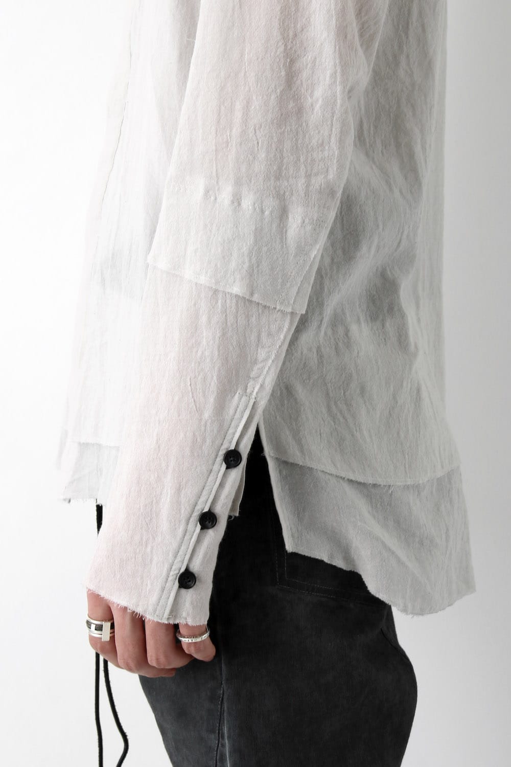 Silk Cotton Cut Off Shirt FASCINATE Exclusive Dusty White