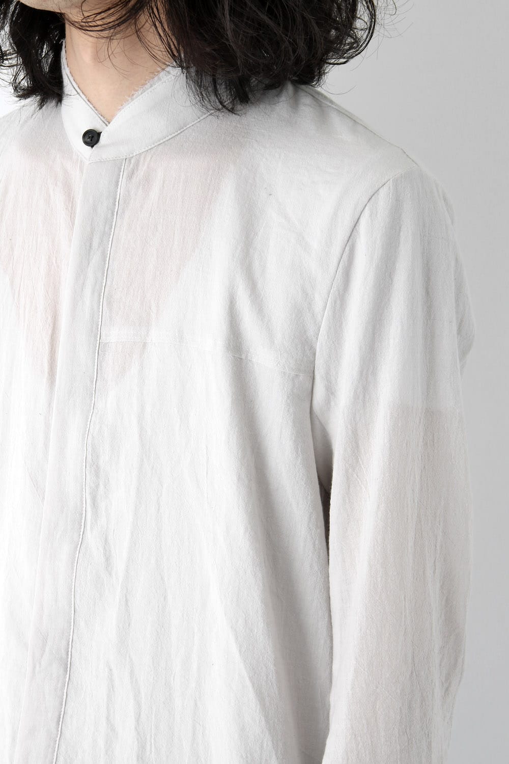 Silk Cotton Cut Off Shirt FASCINATE Exclusive Dusty White