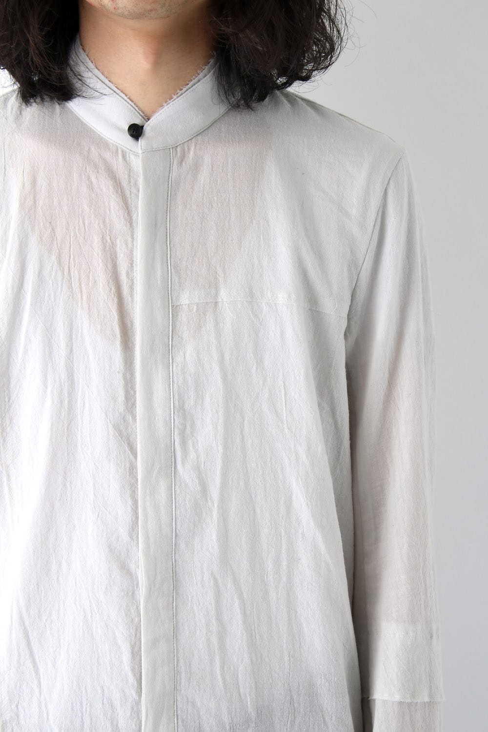 Silk Cotton Cut Off Shirt FASCINATE Exclusive Dusty White