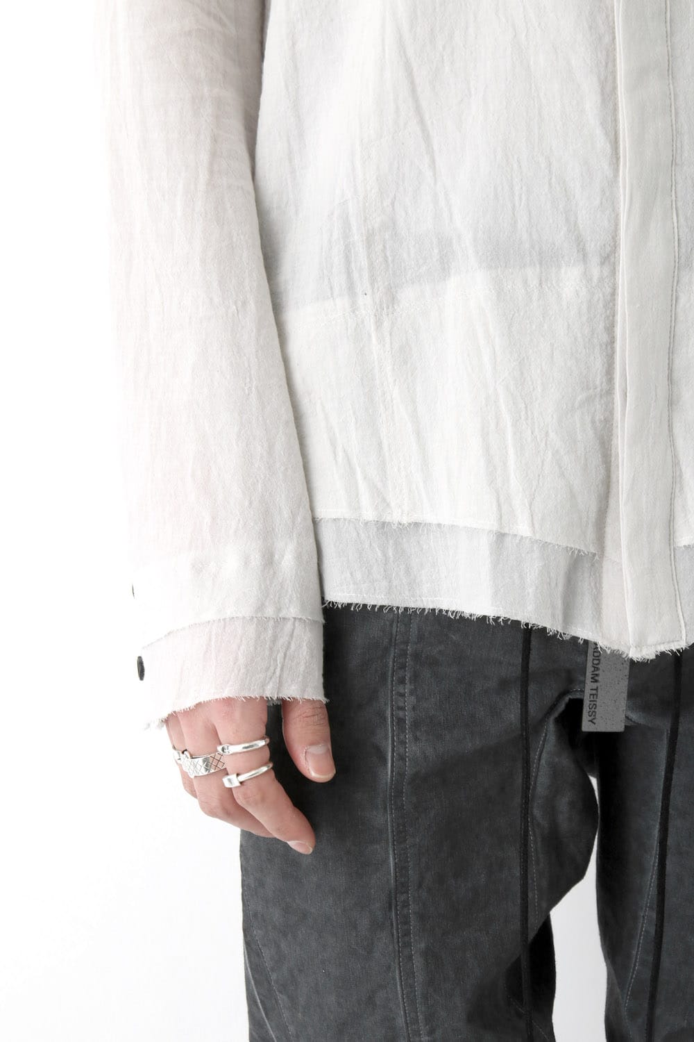 Silk Cotton Cut Off Shirt FASCINATE Exclusive Dusty White