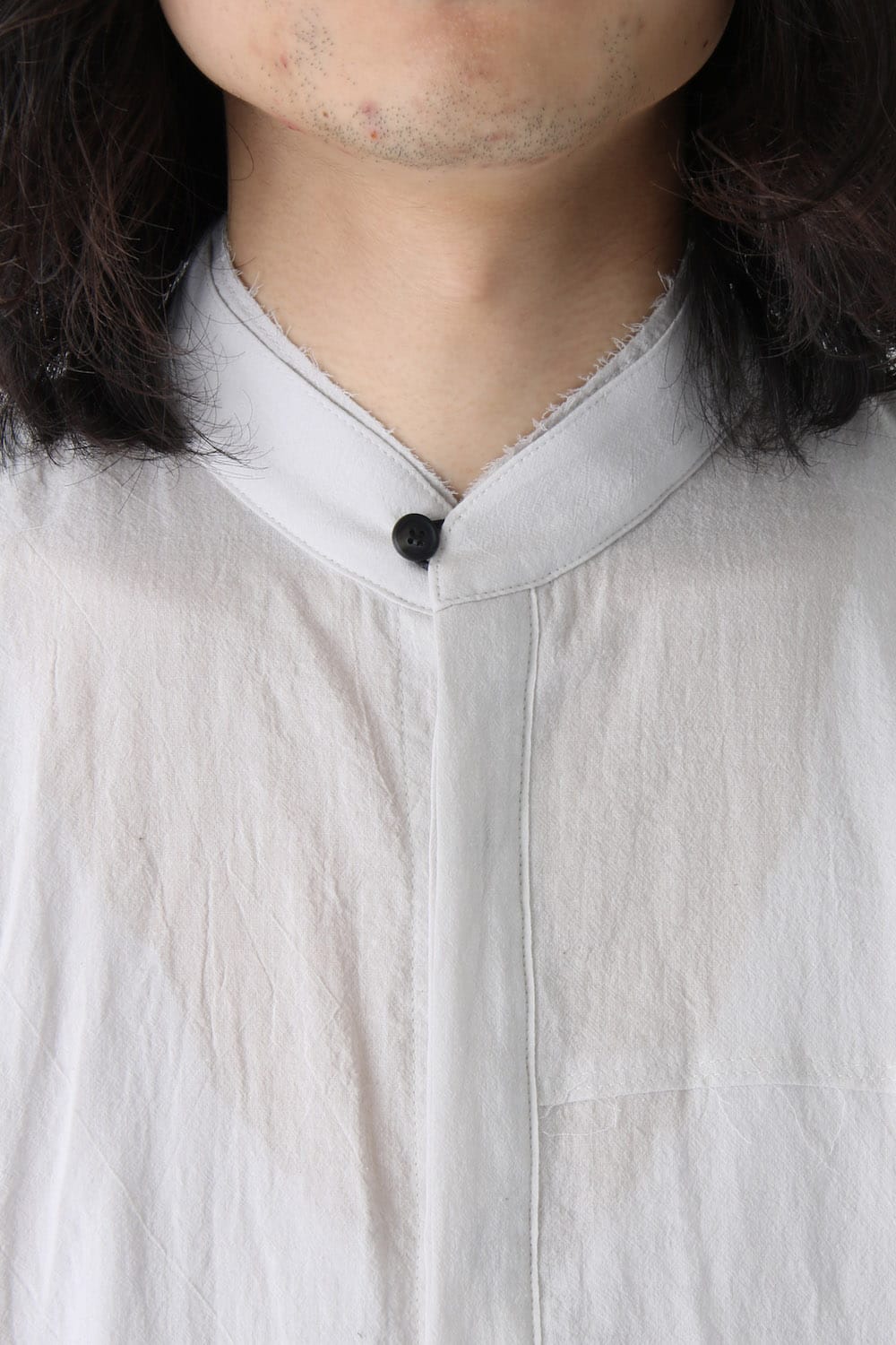 Silk Cotton Cut Off Shirt FASCINATE Exclusive Dusty White