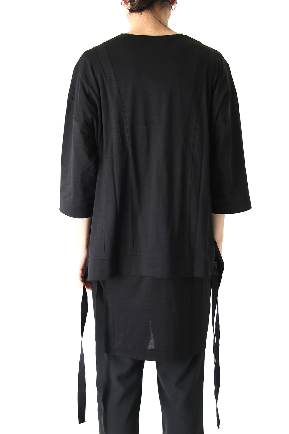 Ly/C36G 天竺シルケットバイオ OVER SIZE STRIPE TEE LAYERED LONG