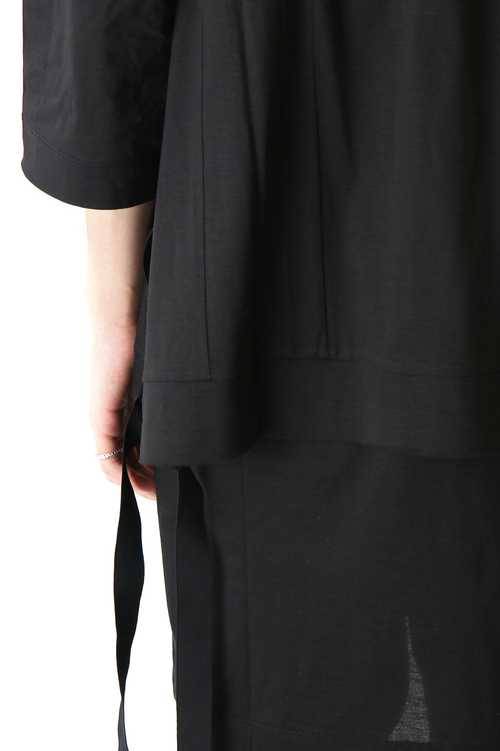 Ly/C36G 天竺シルケットバイオ OVER SIZE STRIPE TEE LAYERED LONG