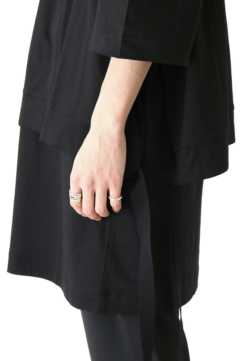 Ly/C36G 天竺シルケットバイオ OVER SIZE STRIPE TEE LAYERED LONG