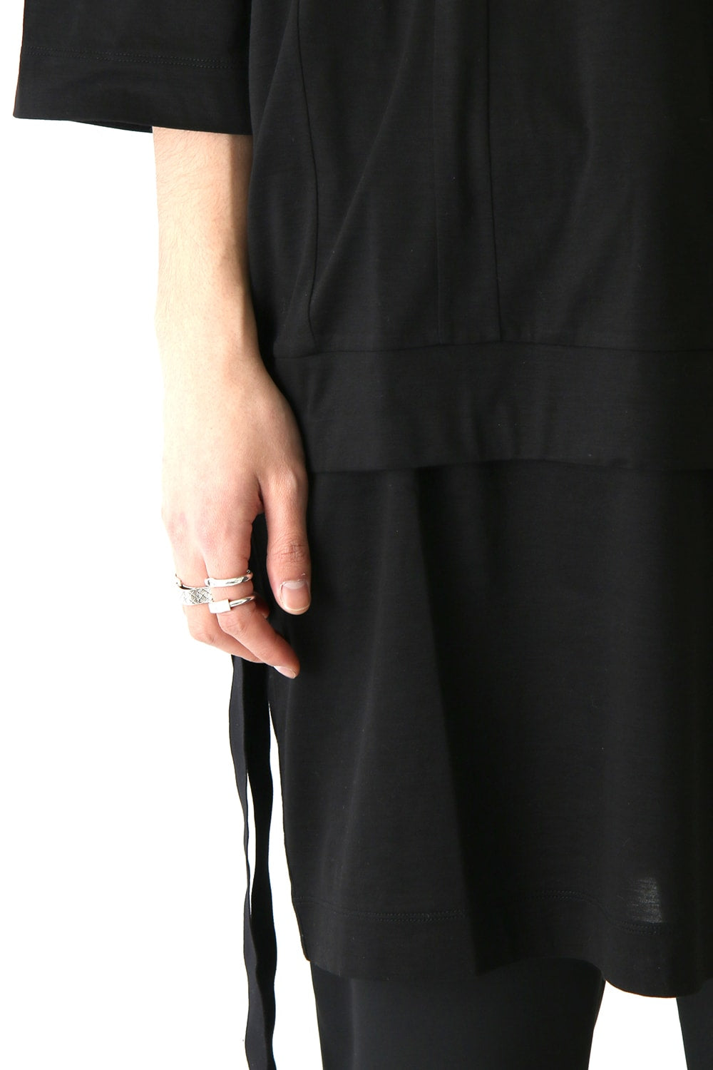 Ly/C36G 天竺シルケットバイオ OVER SIZE STRIPE TEE LAYERED LONG