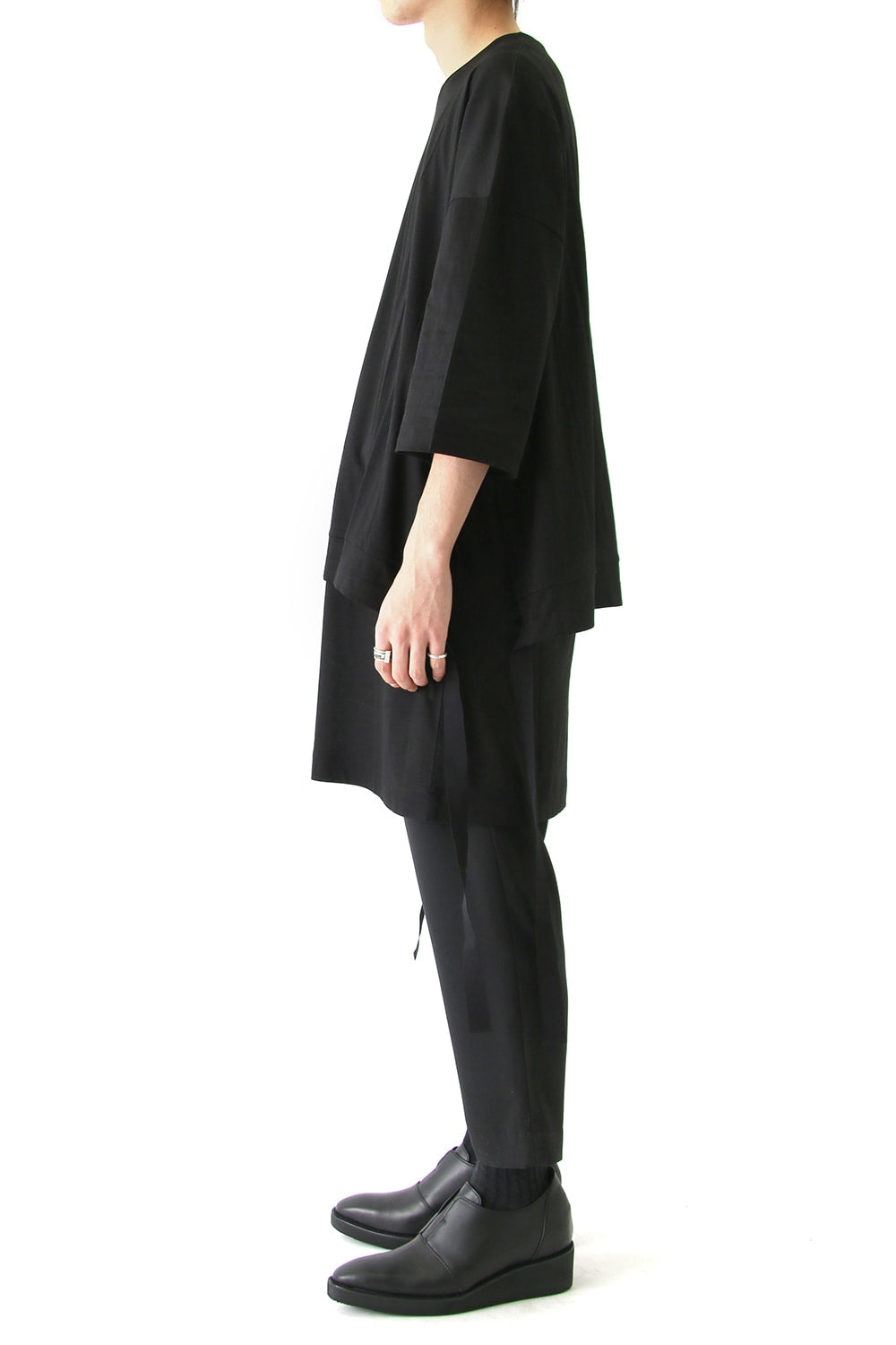 Ly/C36G 天竺シルケットバイオ OVER SIZE STRIPE TEE LAYERED LONG