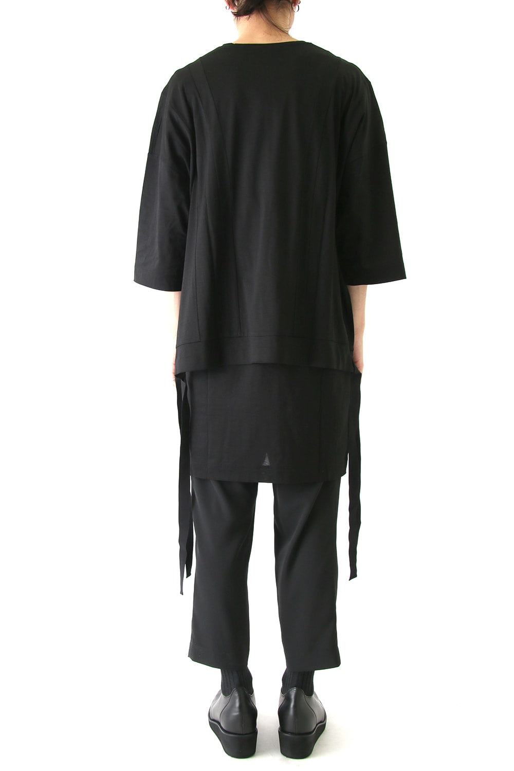 Ly/C36G 天竺シルケットバイオ OVER SIZE STRIPE TEE LAYERED LONG