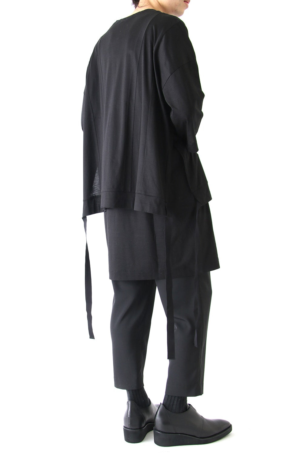 Ly/C36G 天竺シルケットバイオ OVER SIZE STRIPE TEE LAYERED LONG