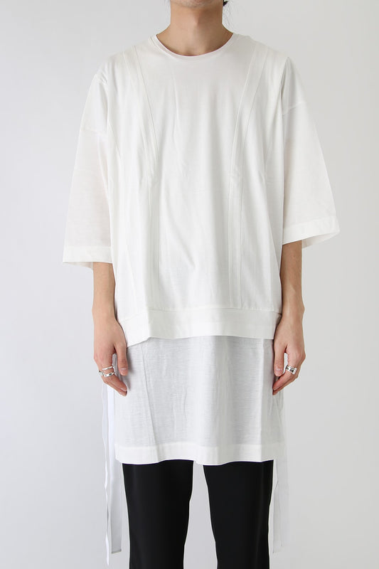 Ly/C36G 天竺シルケットバイオ OVER SIZE STRIPE TEE LAYERED LONG