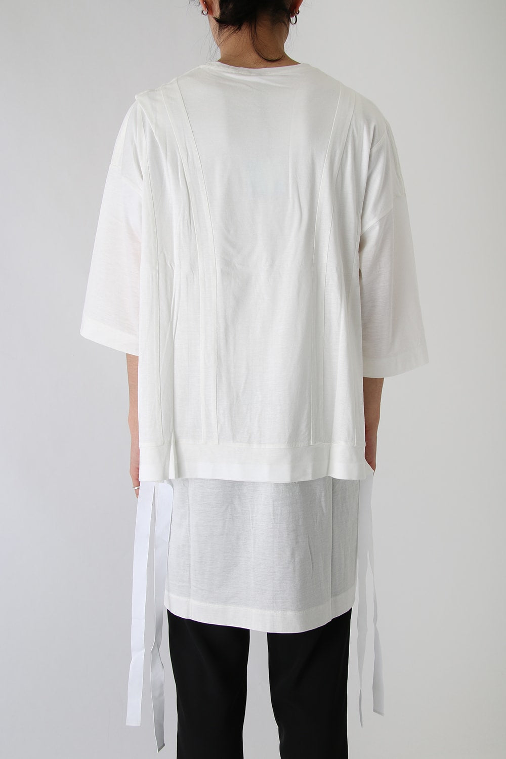 Ly/C36G 天竺シルケットバイオ OVER SIZE STRIPE TEE LAYERED LONG