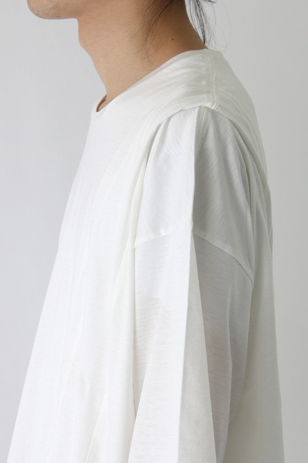 Ly/C36G 天竺シルケットバイオ OVER SIZE STRIPE TEE LAYERED LONG