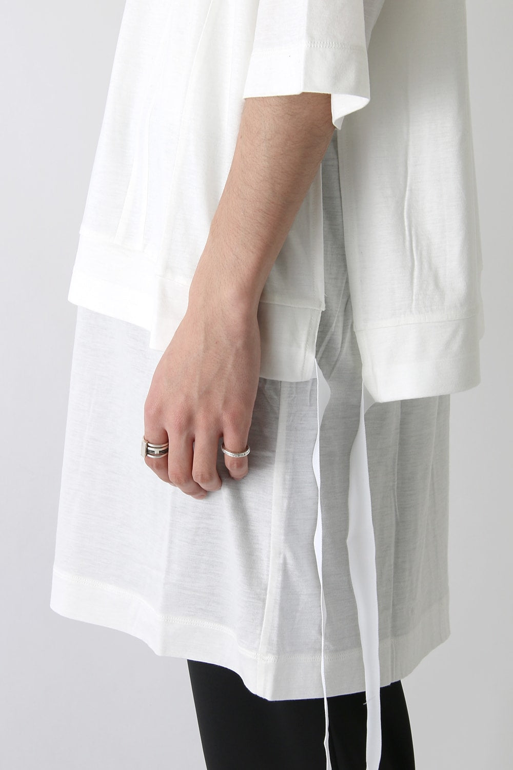 Ly/C36G 天竺シルケットバイオ OVER SIZE STRIPE TEE LAYERED LONG