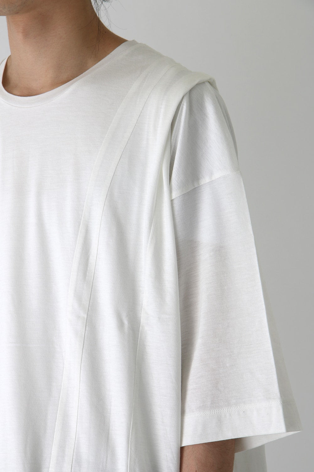 Ly/C36G 天竺シルケットバイオ OVER SIZE STRIPE TEE LAYERED LONG