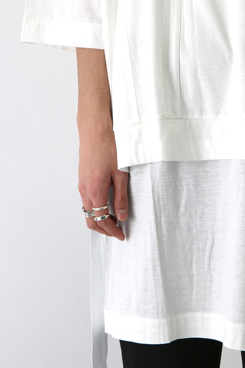 Ly/C36G 天竺シルケットバイオ OVER SIZE STRIPE TEE LAYERED LONG