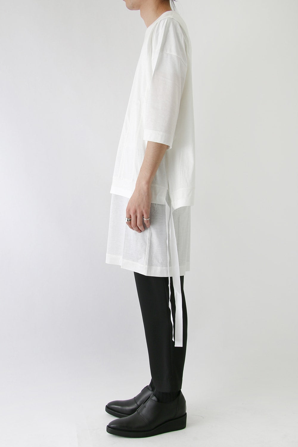 Ly/C36G 天竺シルケットバイオ OVER SIZE STRIPE TEE LAYERED LONG