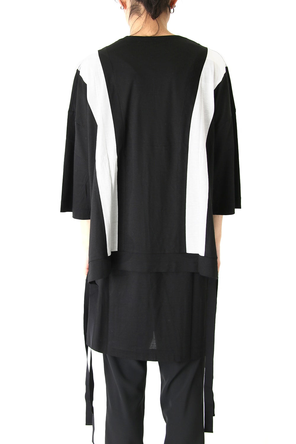 Ly/C36G 天竺シルケットバイオ OVER SIZE STRIPE TEE LAYERED LONG