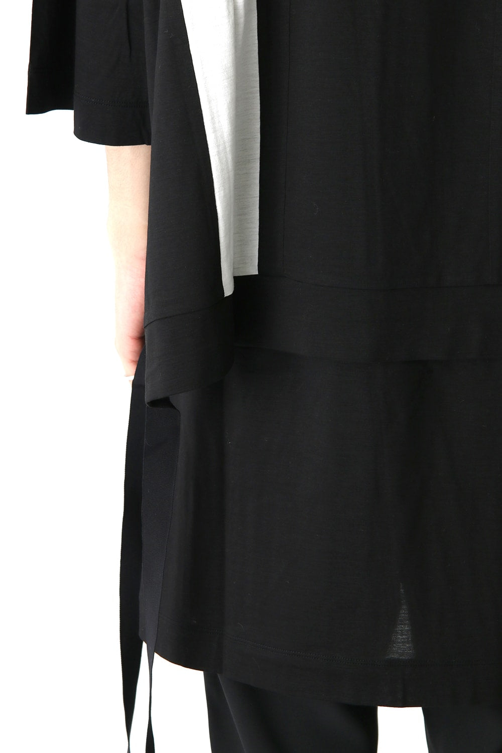 Ly/C36G 天竺シルケットバイオ OVER SIZE STRIPE TEE LAYERED LONG