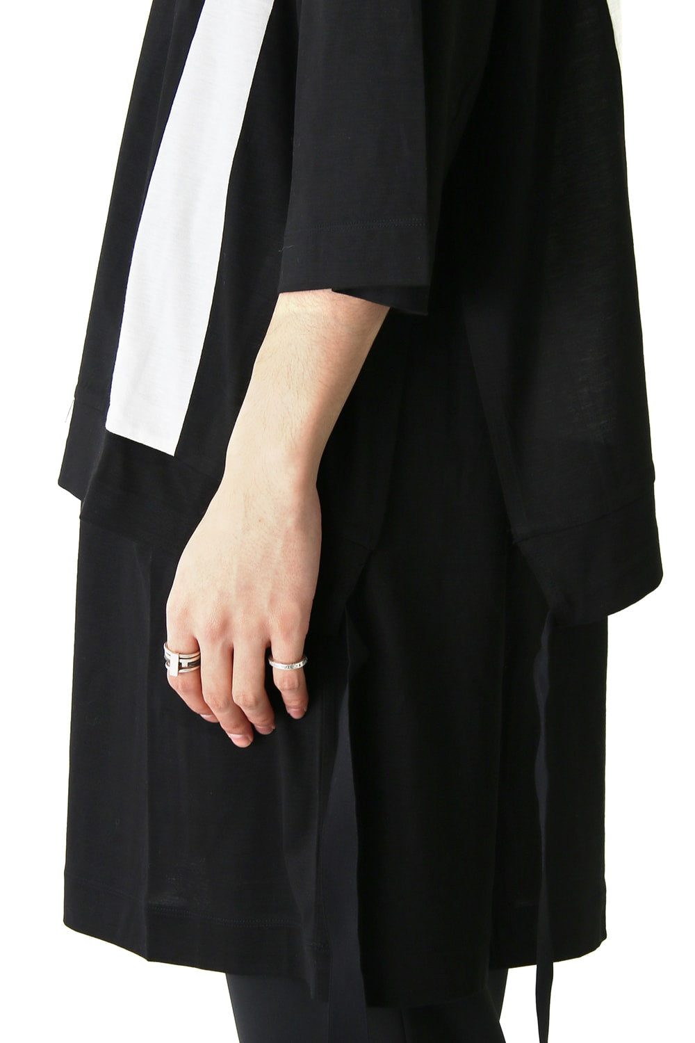 Ly/C36G 天竺シルケットバイオ OVER SIZE STRIPE TEE LAYERED LONG