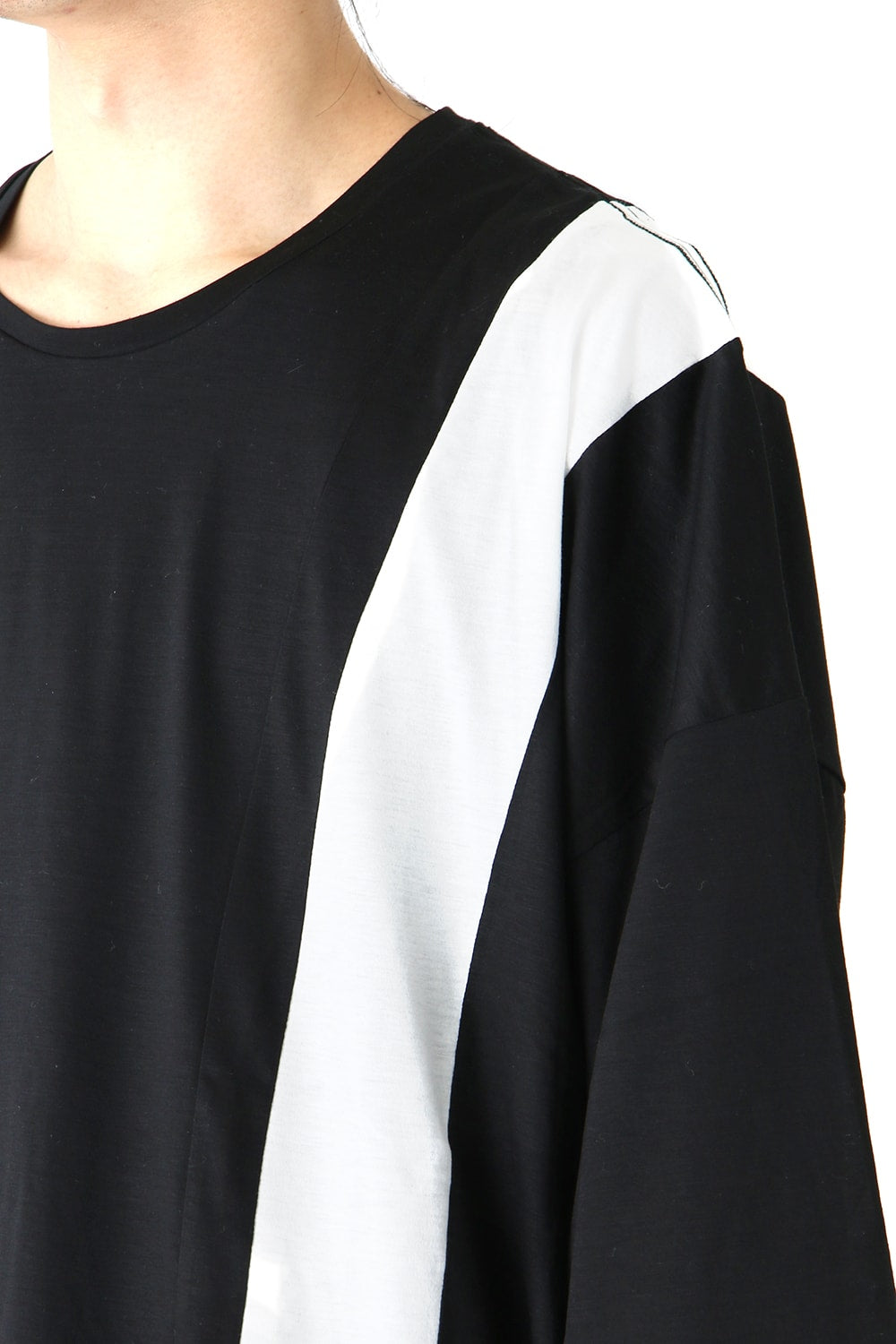 Ly/C36G 天竺シルケットバイオ OVER SIZE STRIPE TEE LAYERED LONG