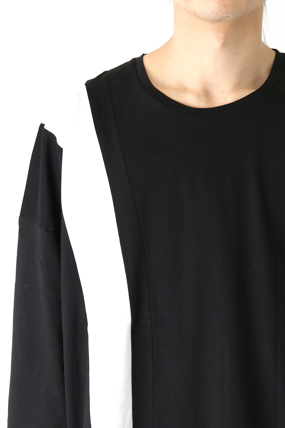 Ly/C36G 天竺シルケットバイオ OVER SIZE STRIPE TEE LAYERED LONG