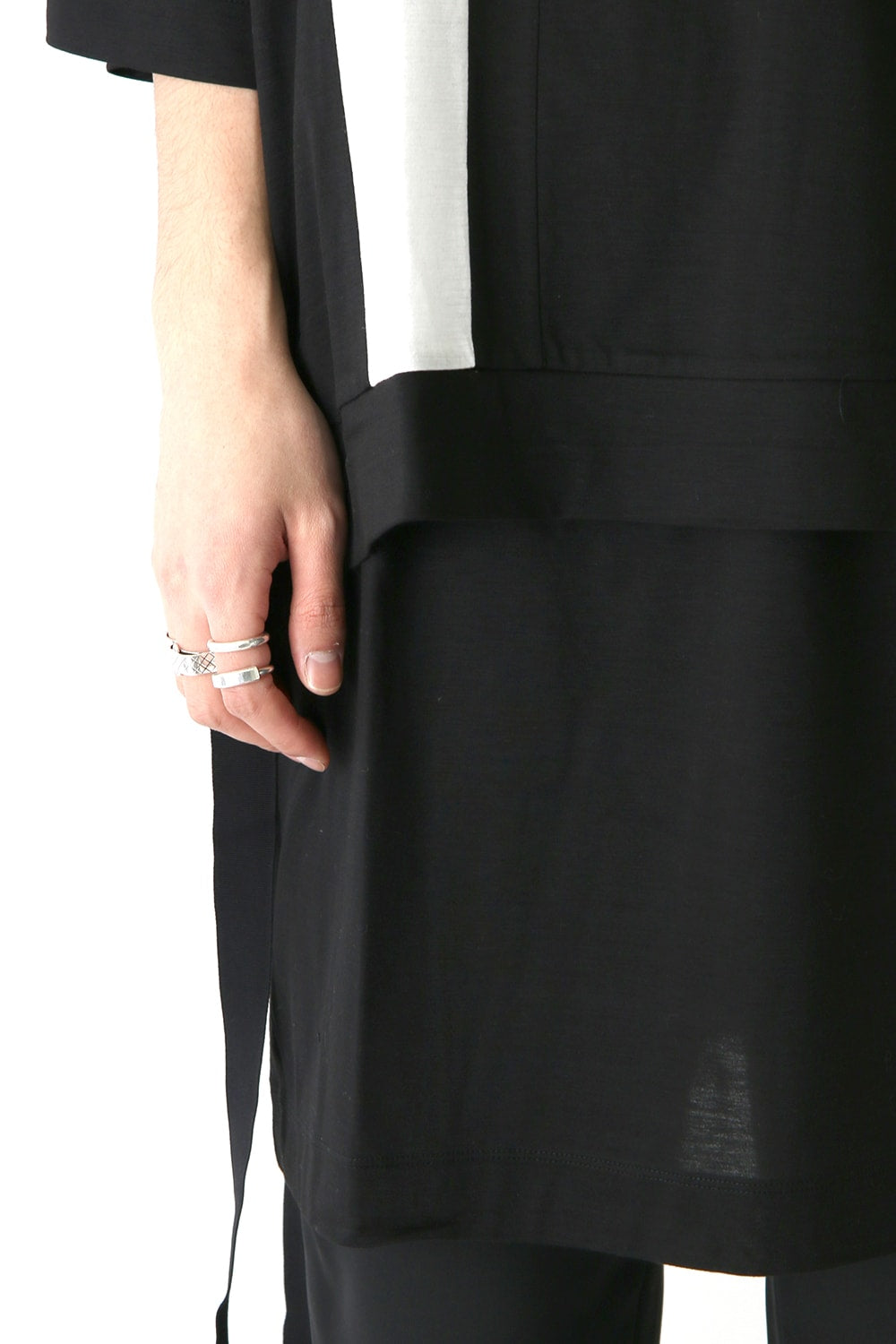 Ly/C36G 天竺シルケットバイオ OVER SIZE STRIPE TEE LAYERED LONG