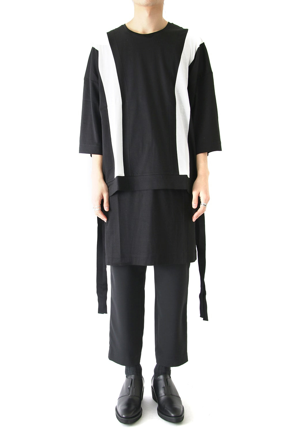 Ly/C36G 天竺シルケットバイオ OVER SIZE STRIPE TEE LAYERED LONG