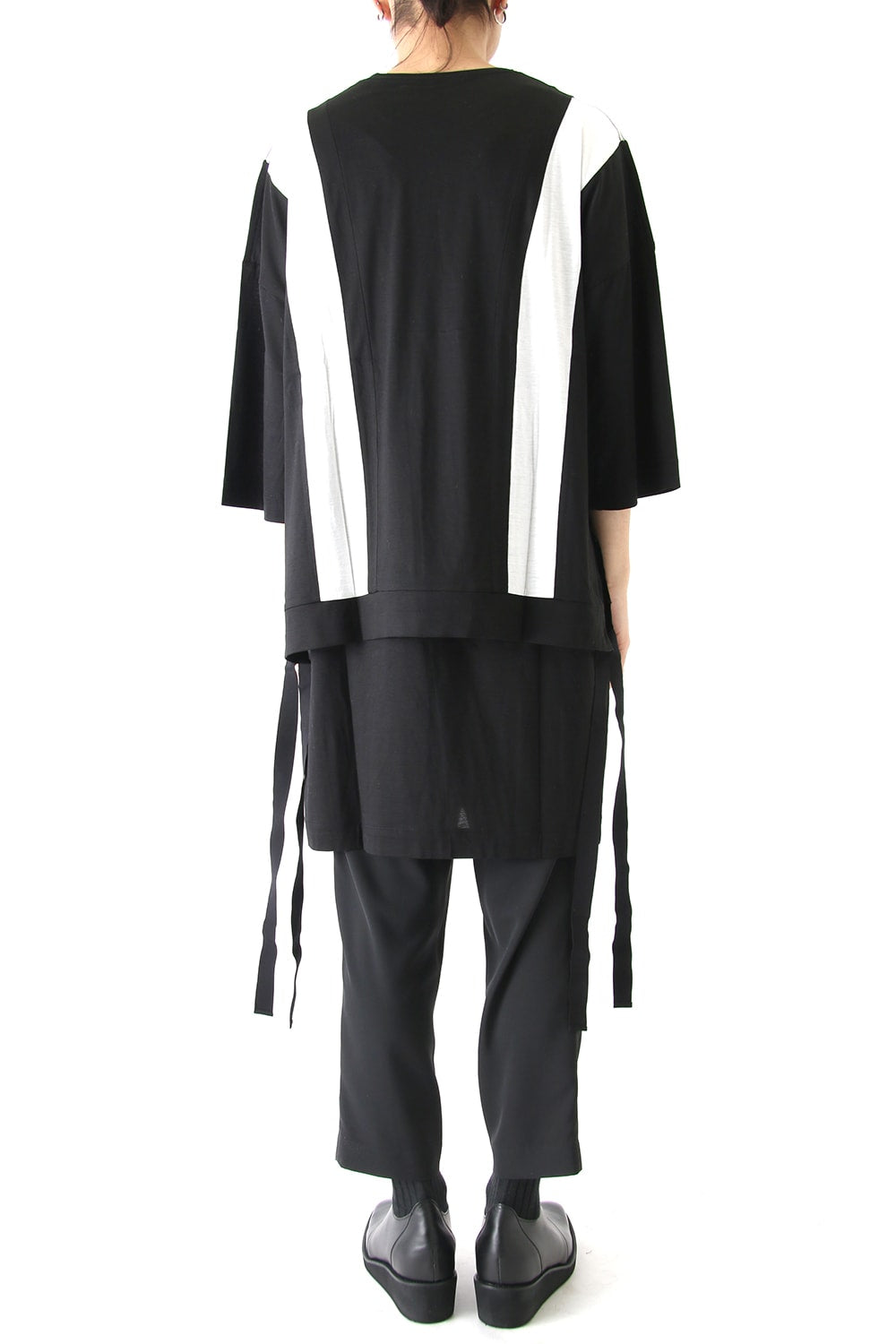 Ly/C36G 天竺シルケットバイオ OVER SIZE STRIPE TEE LAYERED LONG