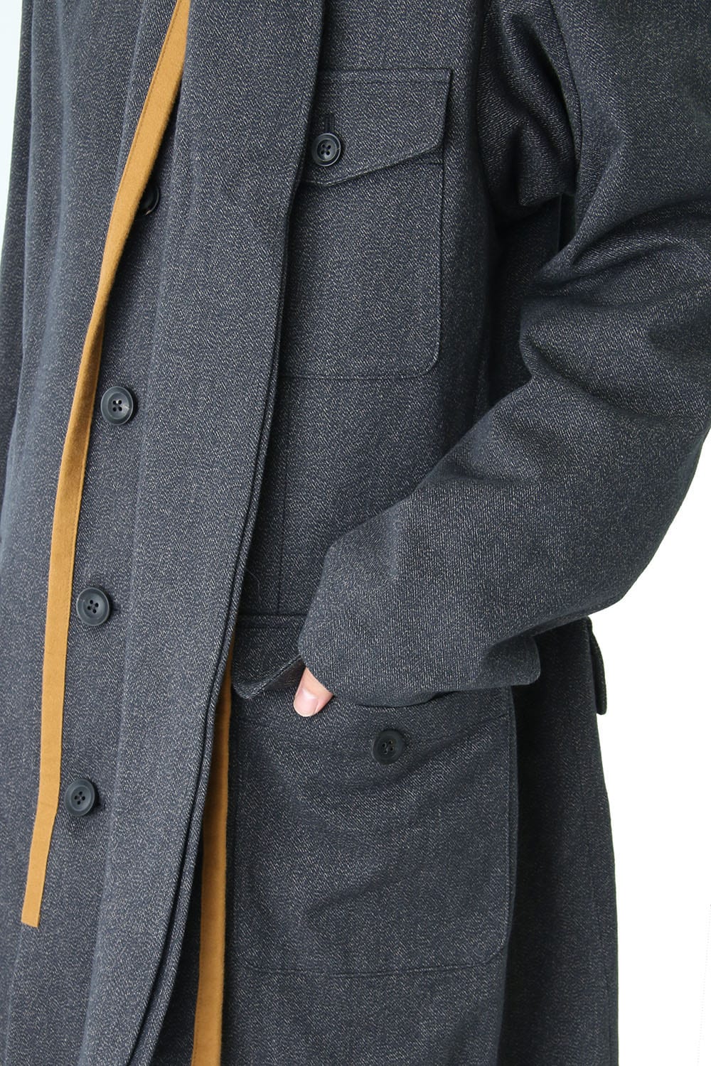 Cotton Scarf Collar Coat