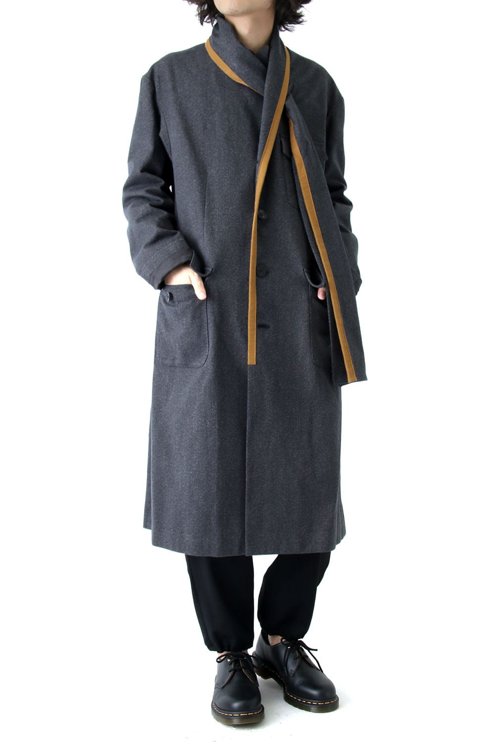 Cotton Scarf Collar Coat