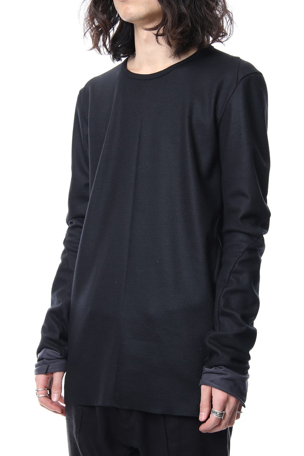 Super 100's wool smooth Long Sleeve T-shirt