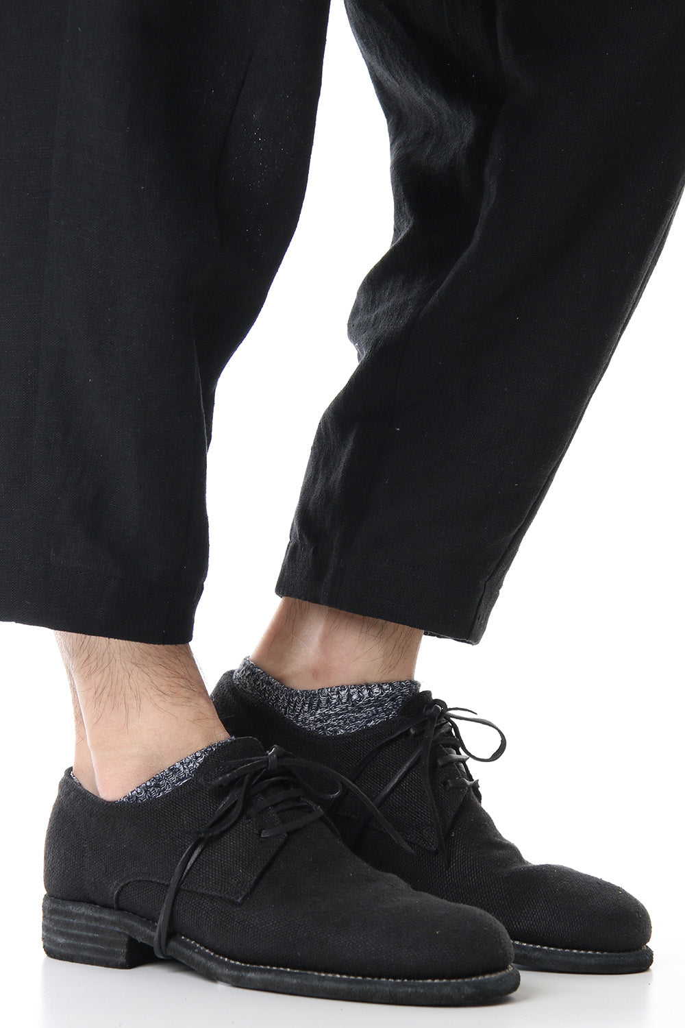 Classic Derby Shoes Laced Up Single Sole - 992  Linen - Black