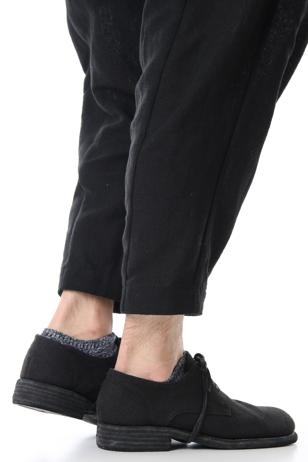 Classic Derby Shoes Laced Up Single Sole - 992  Linen - Black