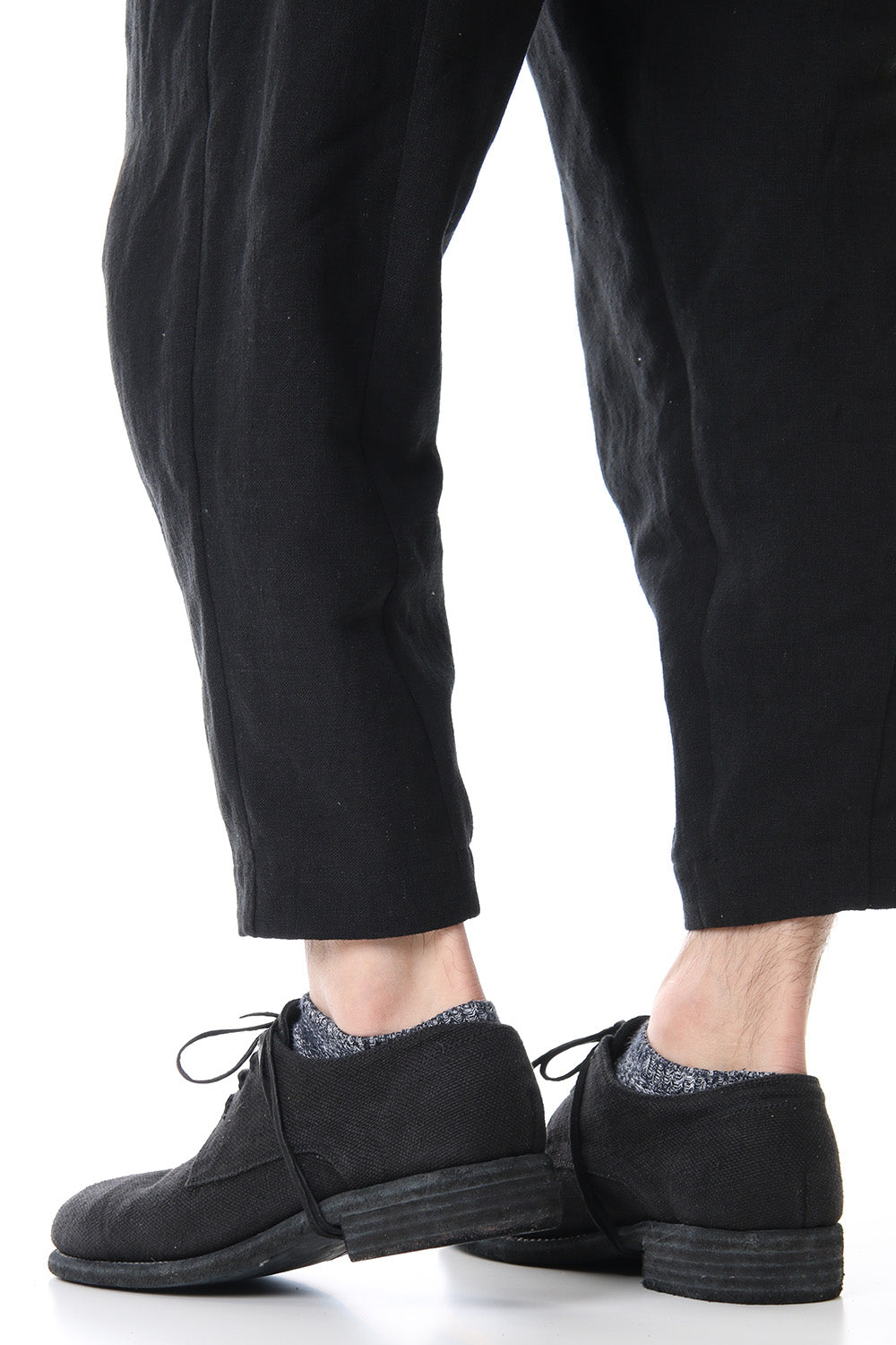 Classic Derby Shoes Laced Up Single Sole - 992  Linen - Black