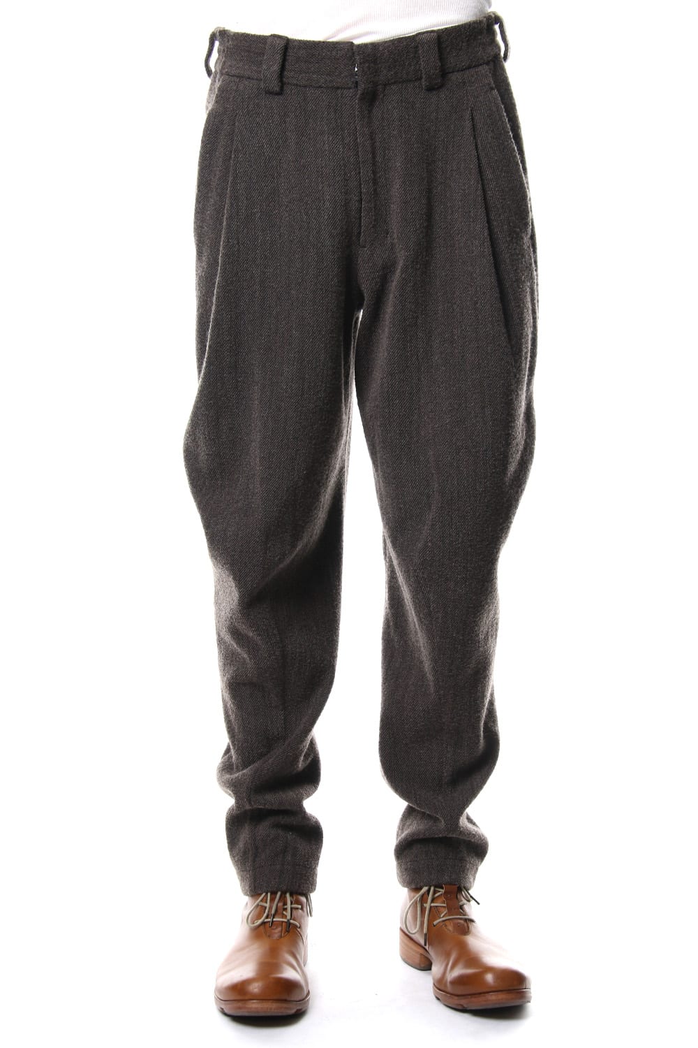 Relax Pants Wool / Cotton Raschel Knit Brown Gray