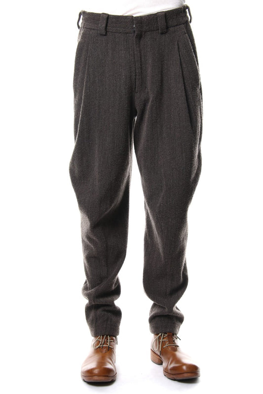 Relax Pants Wool / Cotton Raschel Knit Brown Gray