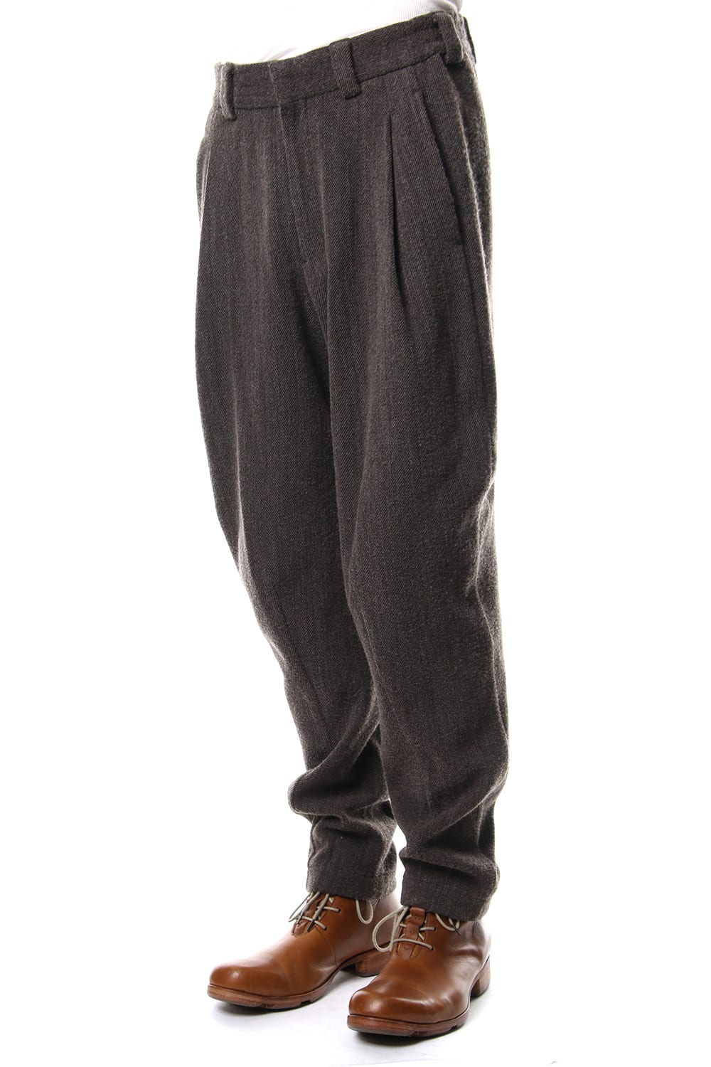 Relax Pants Wool / Cotton Raschel Knit Brown Gray