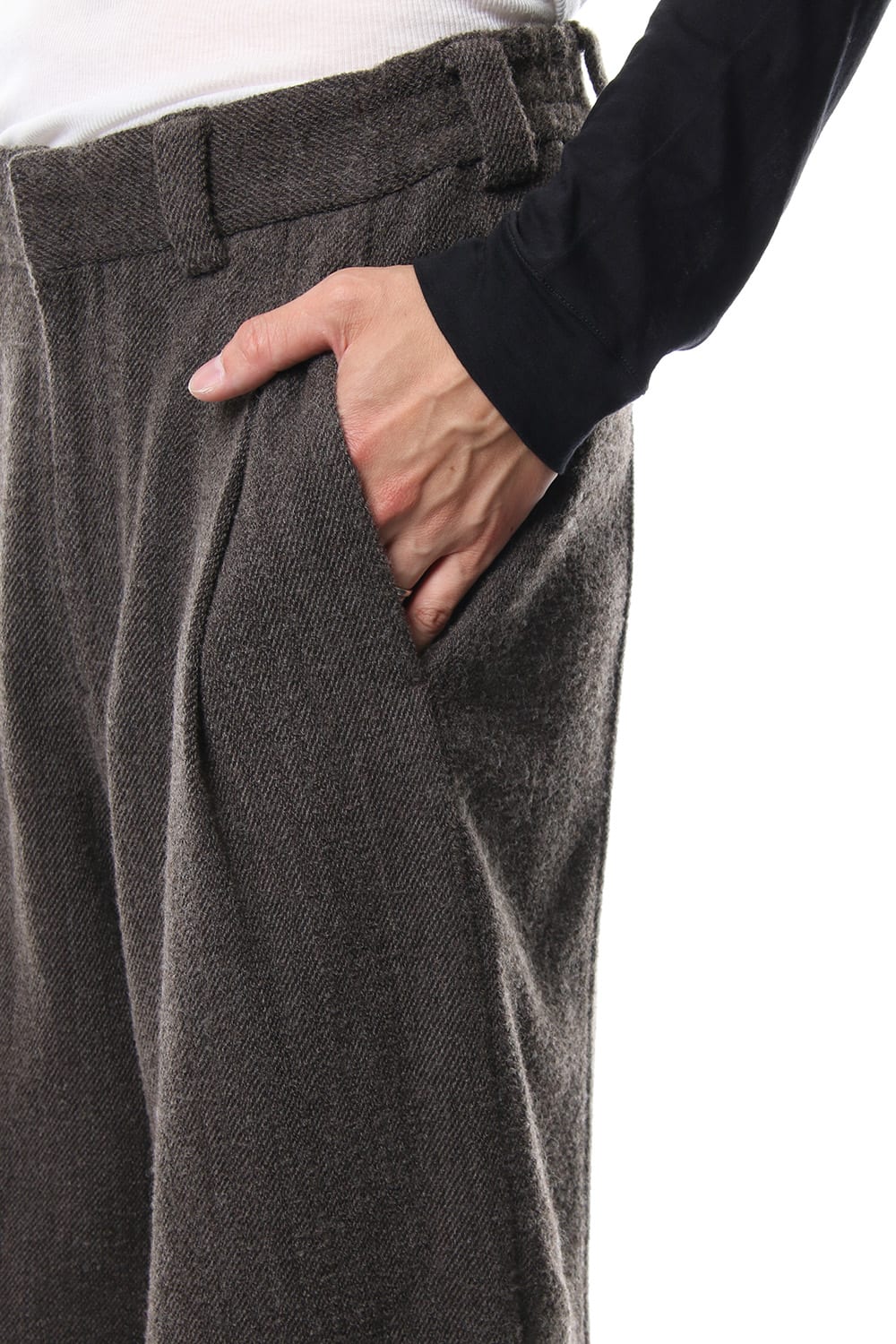 Relax Pants Wool / Cotton Raschel Knit Brown Gray