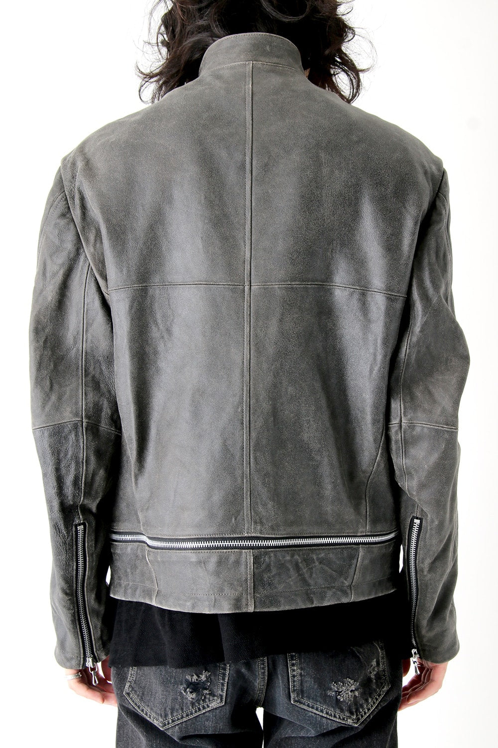 COATED GOAT SUEDE ATTACHED RIDERS JACKET