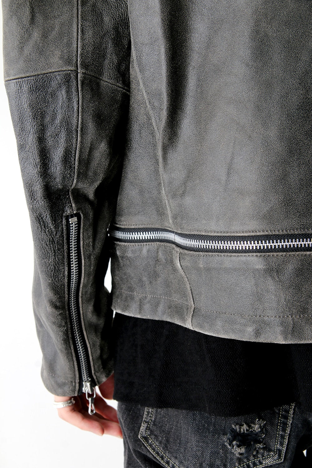 COATED GOAT SUEDE ATTACHED RIDERS JACKET