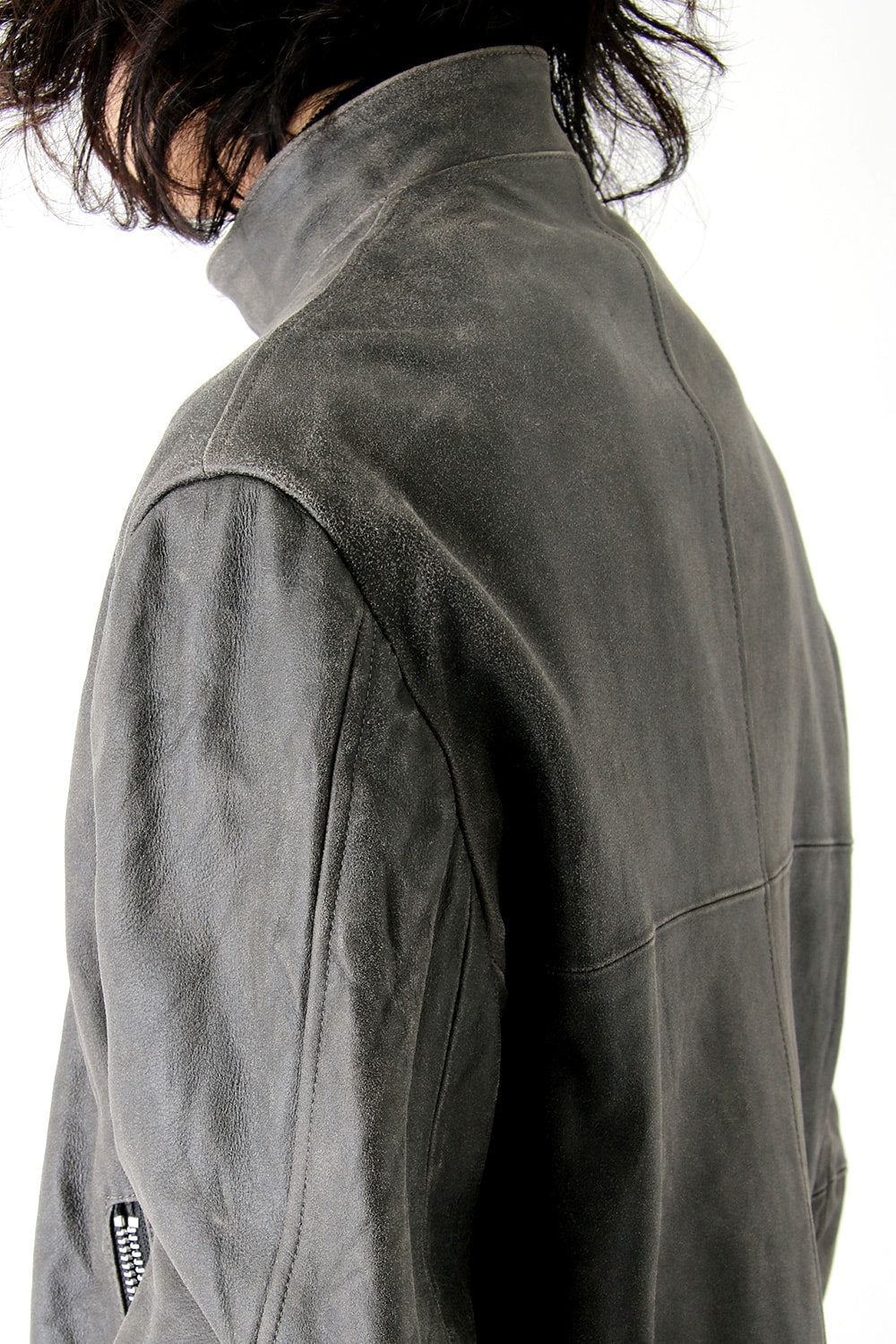 COATED GOAT SUEDE ATTACHED RIDERS JACKET