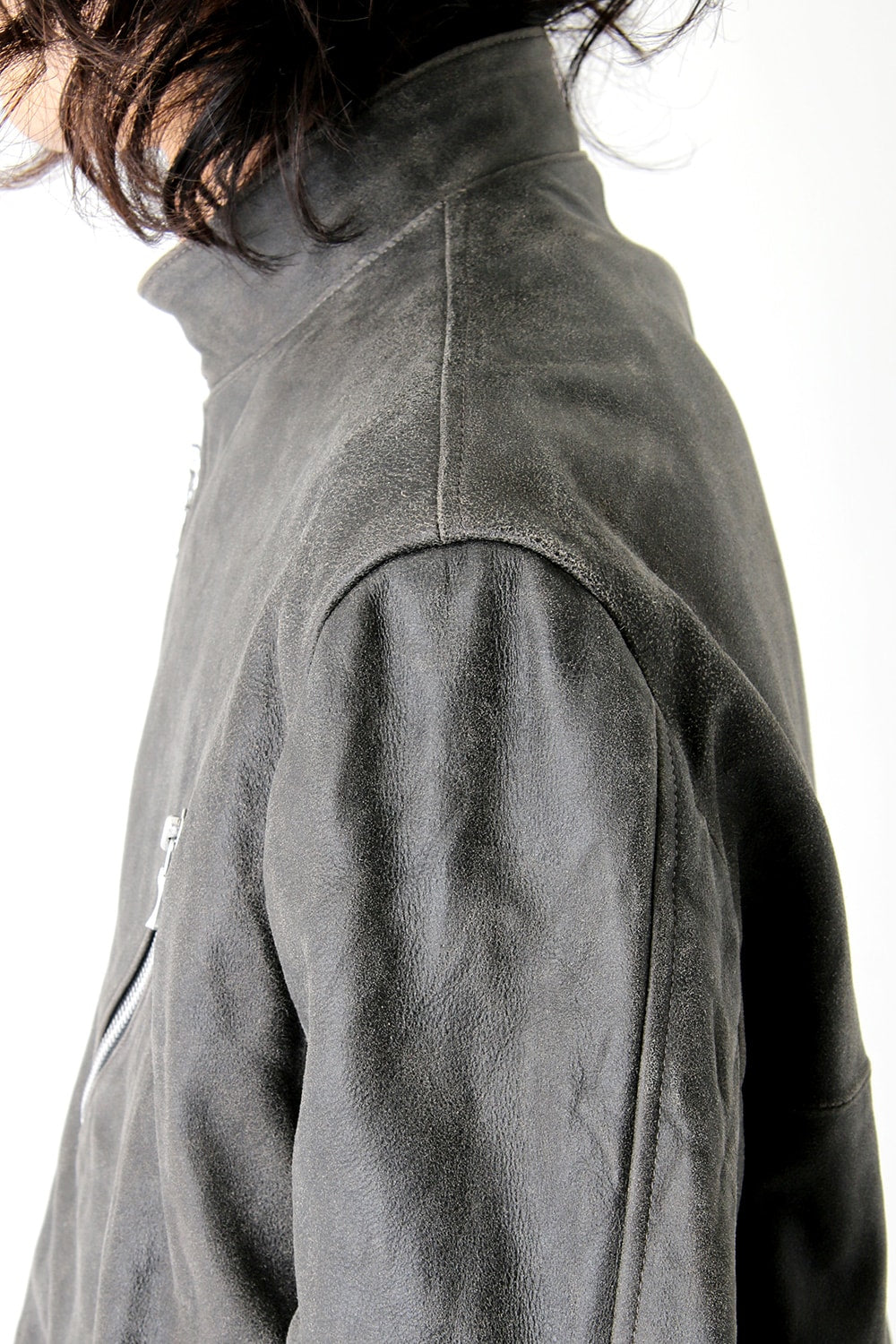 COATED GOAT SUEDE ATTACHED RIDERS JACKET