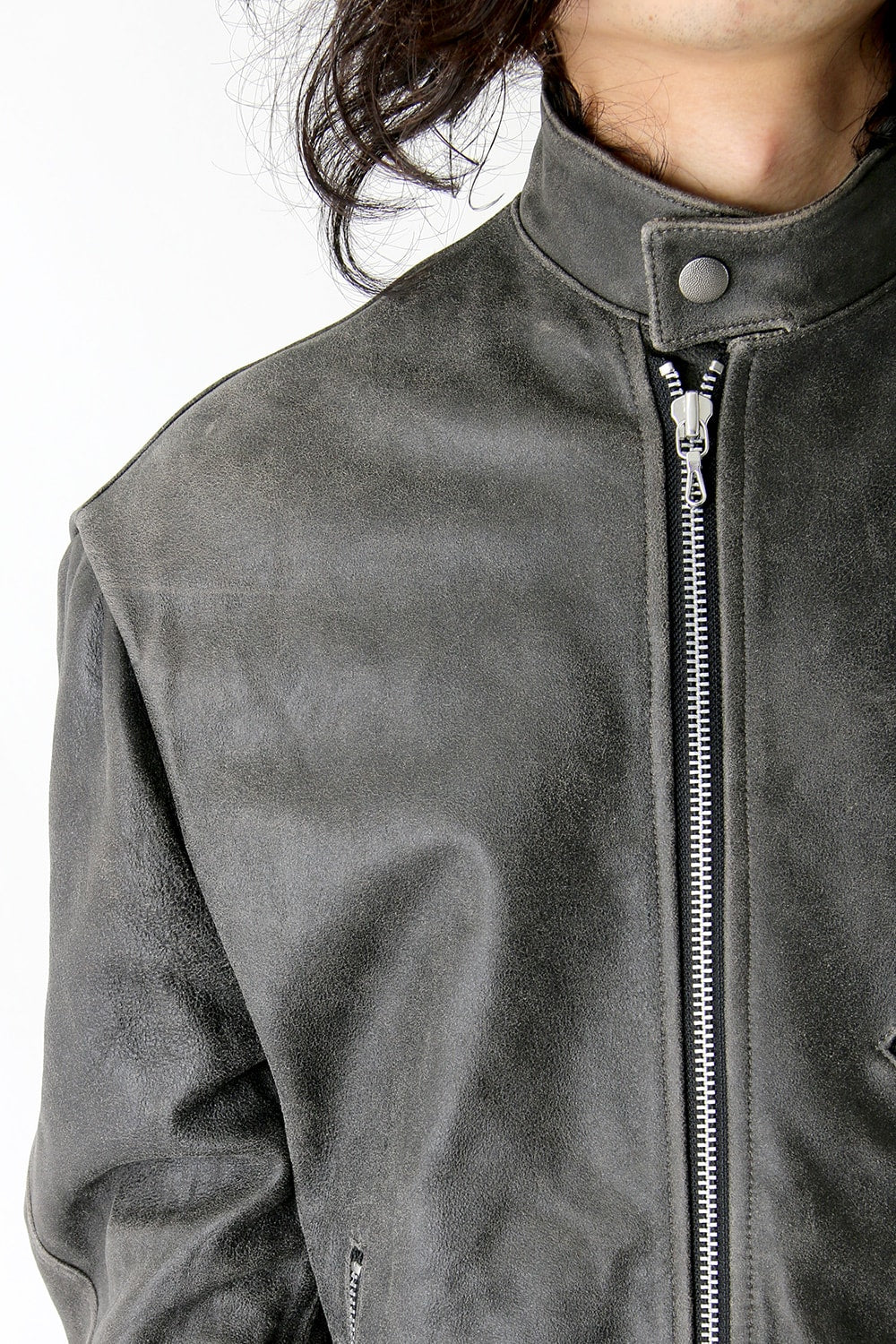 COATED GOAT SUEDE ATTACHED RIDERS JACKET