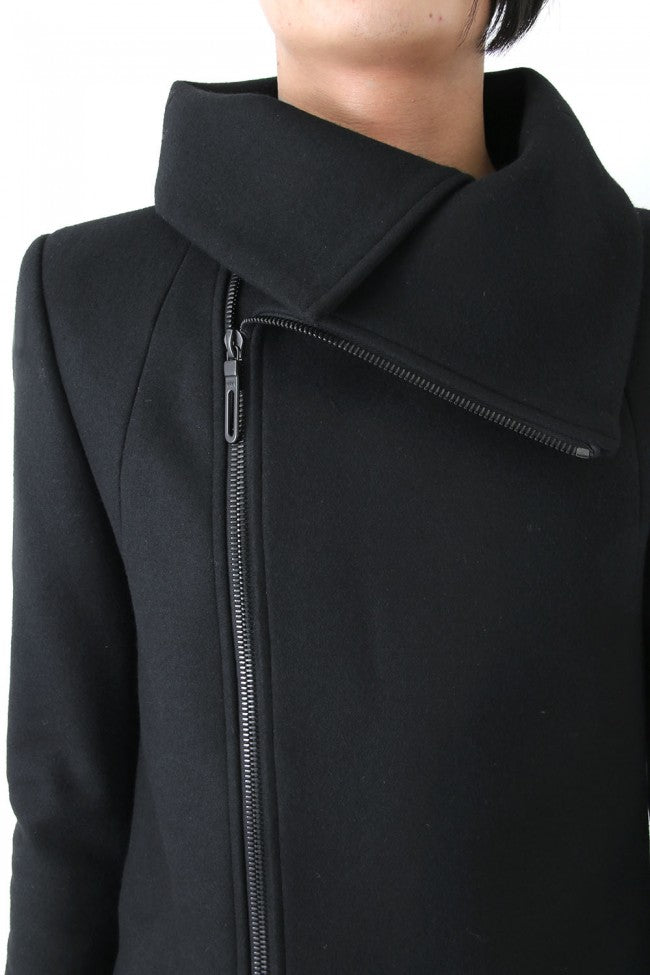 17PS 60/1 Compressed Seed Stitch High Neck ZIP Coat