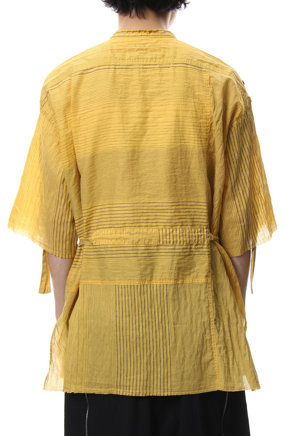 Striped product dyeing short-sleeved shirt Yellow