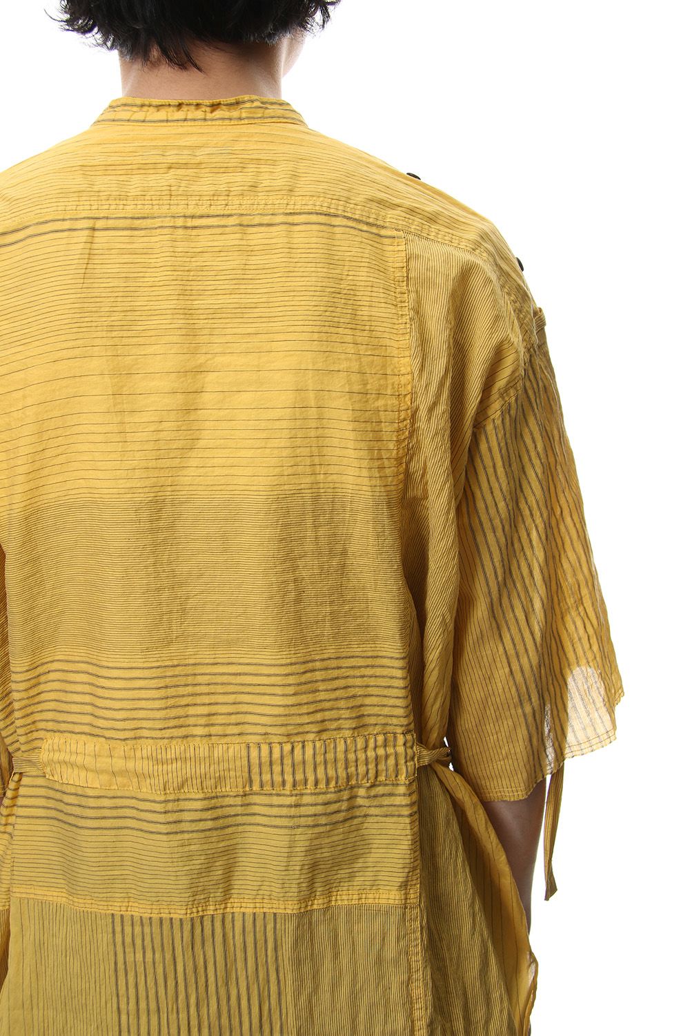 Striped product dyeing short-sleeved shirt Yellow