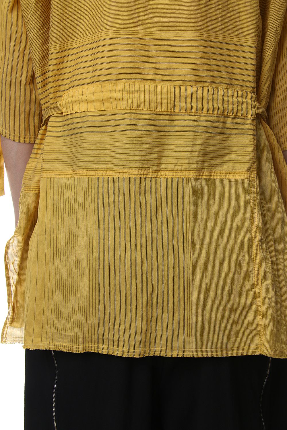 Striped product dyeing short-sleeved shirt Yellow