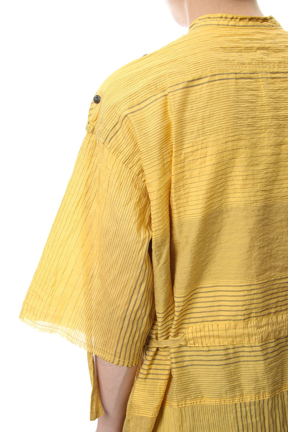 Striped product dyeing short-sleeved shirt Yellow